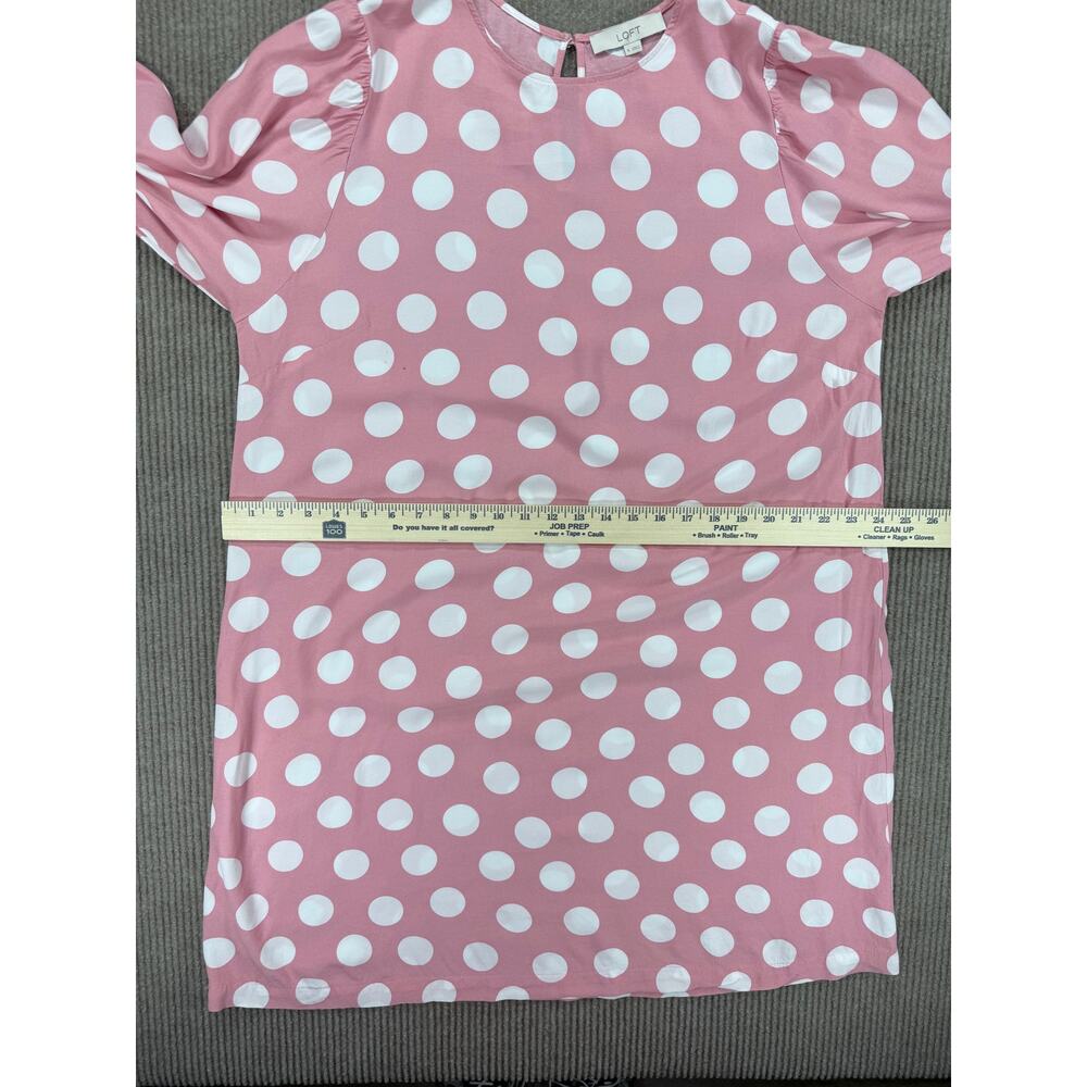 LOFT Pink Polka Dot Long Sleeve Viscose Swing Dress XL - Picture 9 of 9